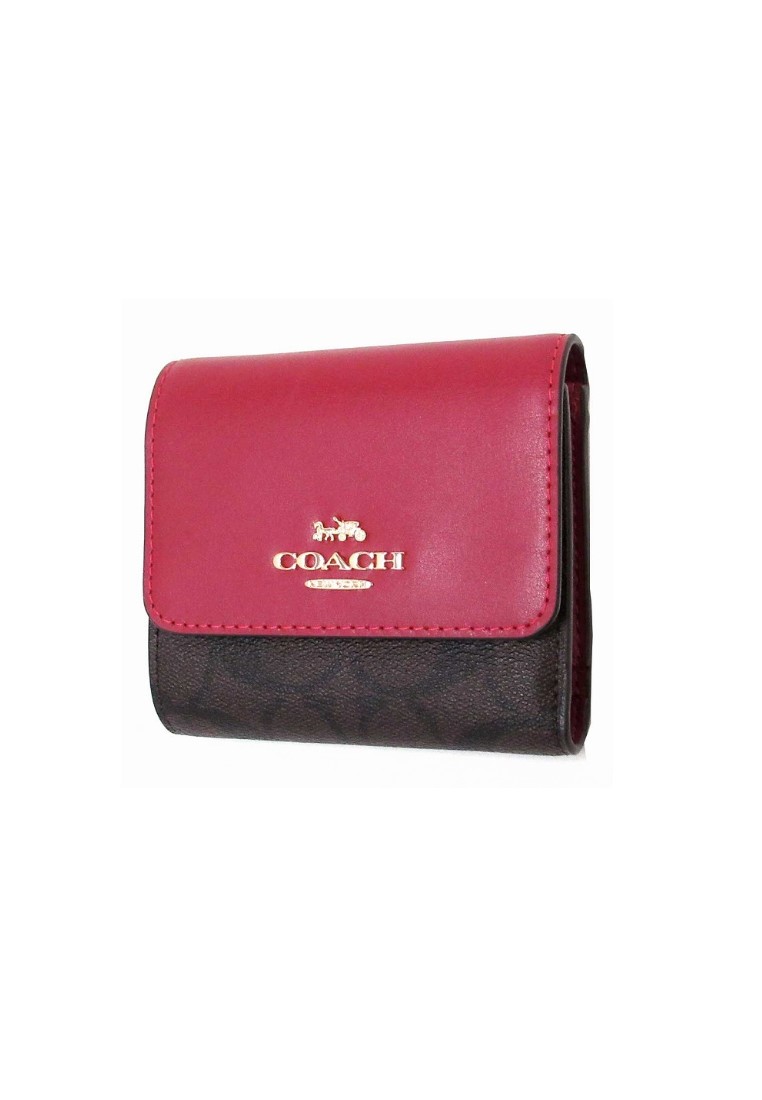 COACH COACH SMALL WALLET IN SIGNATURE CANVAS(CE930)-IM/Brown 1941 Red