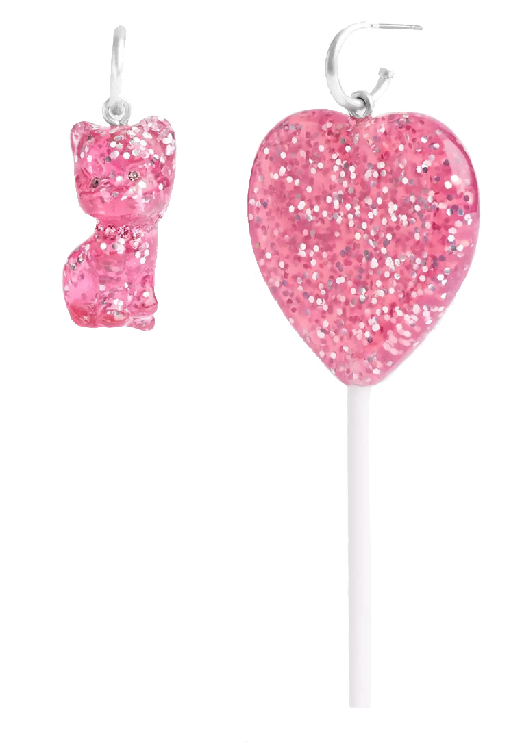 COACH The Lil Nas X Drop Cat And Heart Lollipop Mismatch Earrings in Pink CQ537