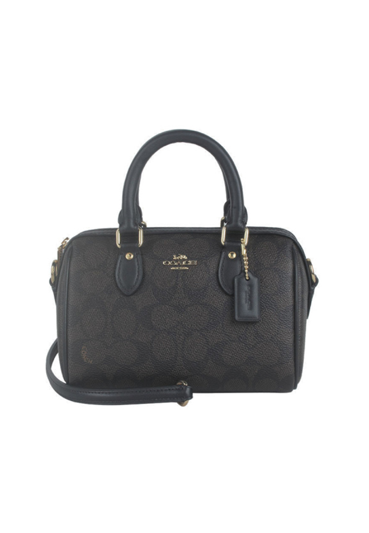 Coach Mini Rowan Crossbody Bag In Signature Canvas Walnut Black CW329