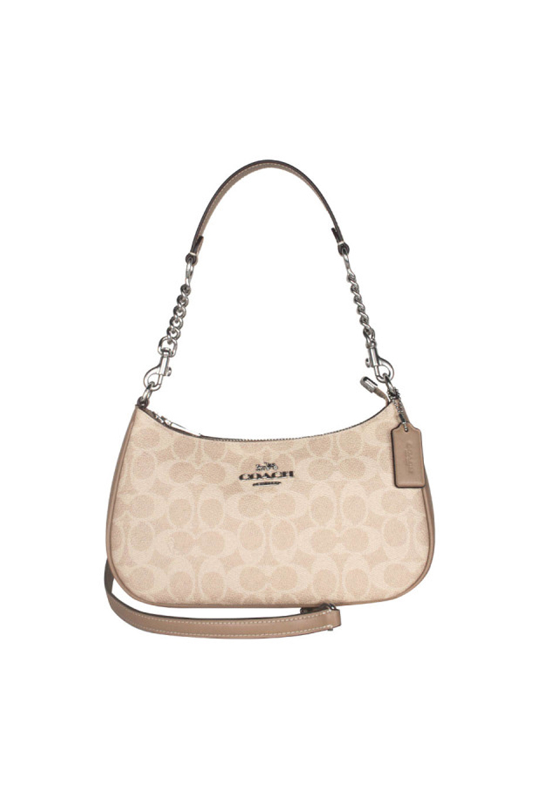 COACH Teri Shoulder Bag In Signature Canvas Sand Taupe CV933
