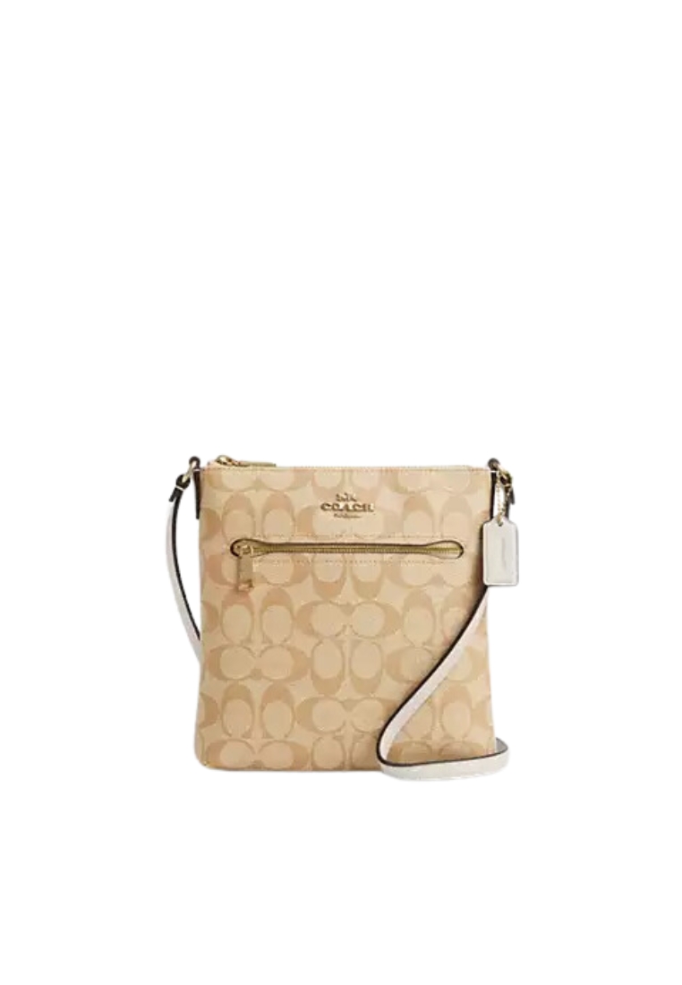 COACH Coach Mini Rowan File Bag In Signature Canvas In Light Khaki Chalk CS182