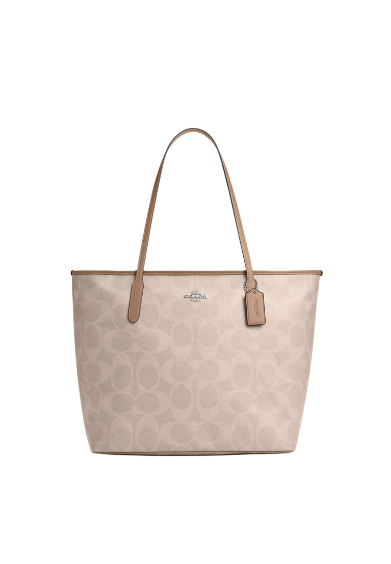 COACH Large City Tote Bag In Maxi Signature Canvas CCD66