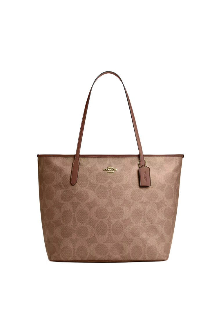 COACH Large City Tote Bag In Maxi Signature Canvas CCD66