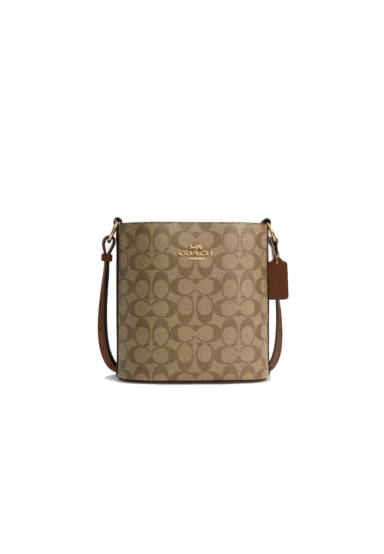 COACH Coach Sophie Bucket Bag In Signature Canvas In Khaki Saddle CR154