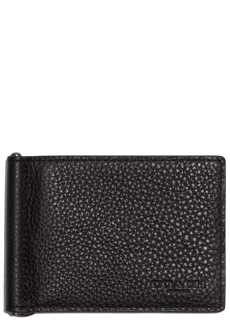 COACH Slim Money Clip Billfold Wallet In Black CH090