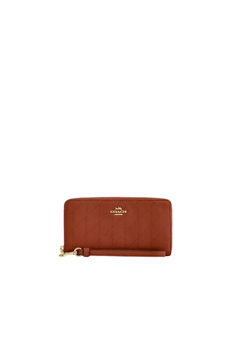COACH Coach Long Zip Around Wallet With Quilting In Cinnamon CEL63