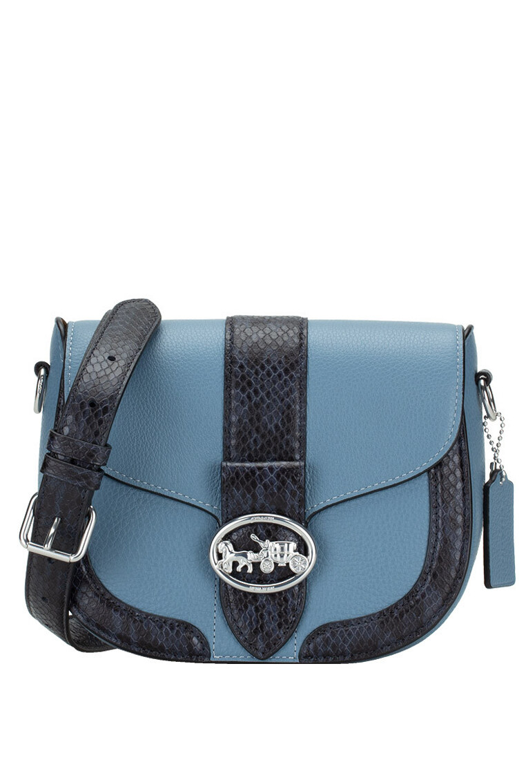 COACH Georgie Saddle Bag In Signature Canvas - Indigo Blue