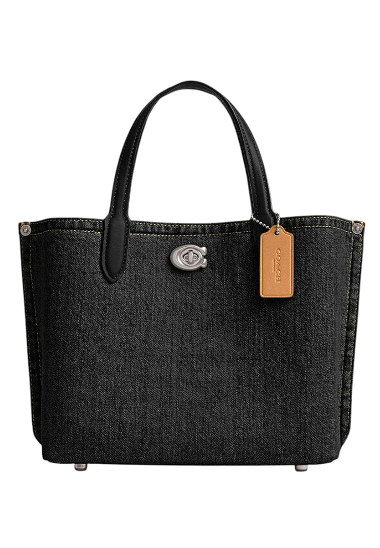 Coach Willow Tote 24 In Denim - Black