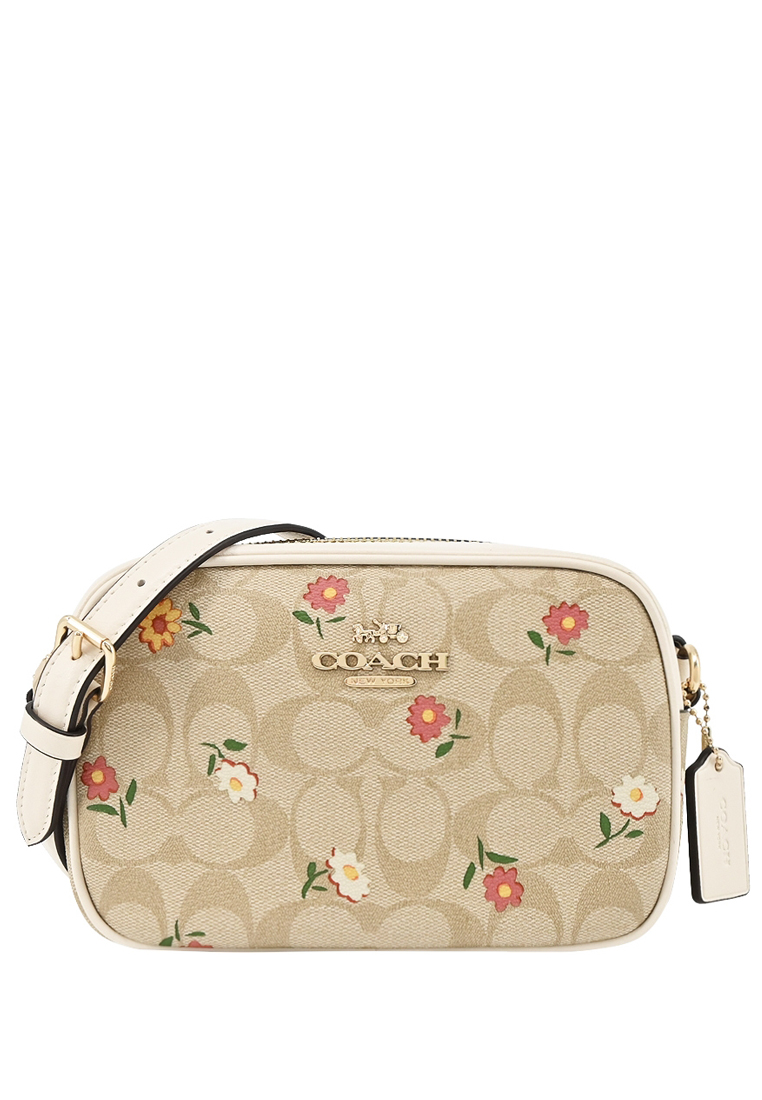 COACH Mini Jamie Camera Bag In Signature Canvas With Nostalgic Ditsy Print - Light Brown