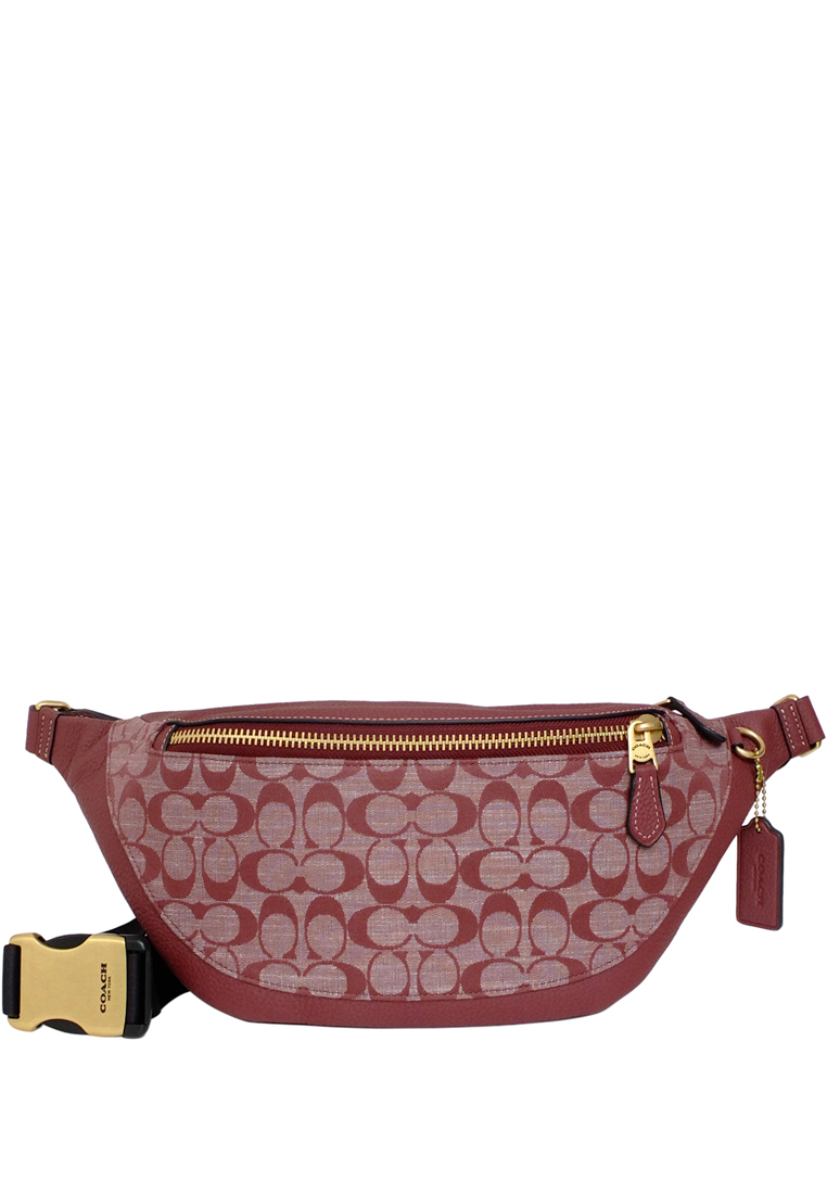 COACH Mens Warren Belt Bag In Signature Chambray - Wine