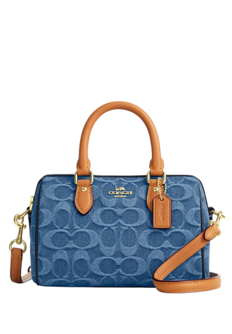 COACH Mini Rowan Crossbody Bag In Signature Denim - Indigo Blue