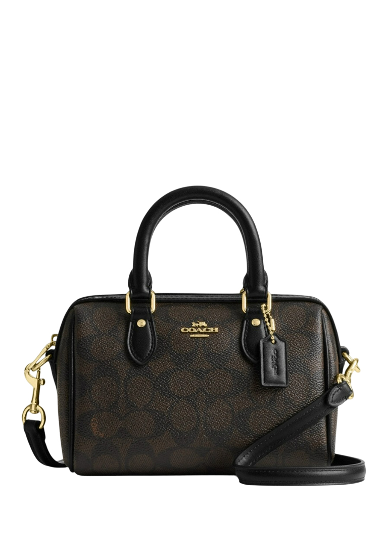 COACH Mini Rowan Crossbody Bag In Signature Canvas - Walnut Black