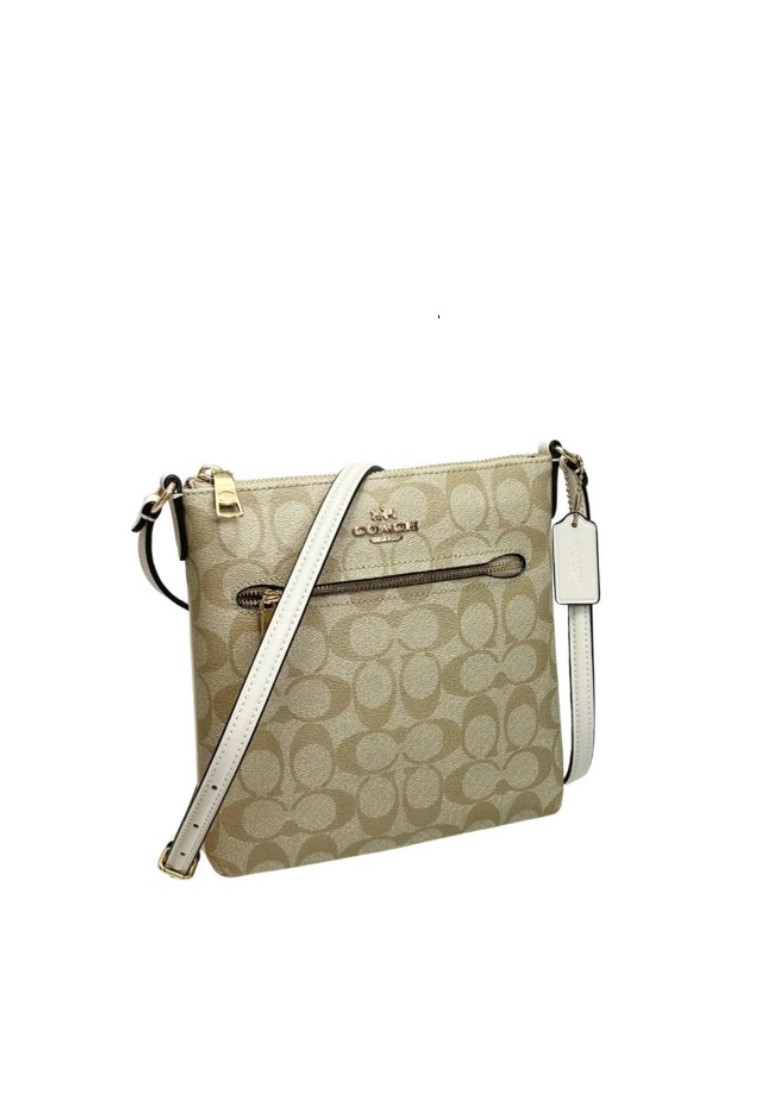 COACH COACH Mini Rowan File Bag In Signature Canvas (CS182) – IM / Light Khaki / Chalk