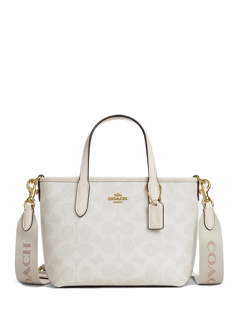 COACH City Mini Tote Bag In Signature Canvas - White/Chalk