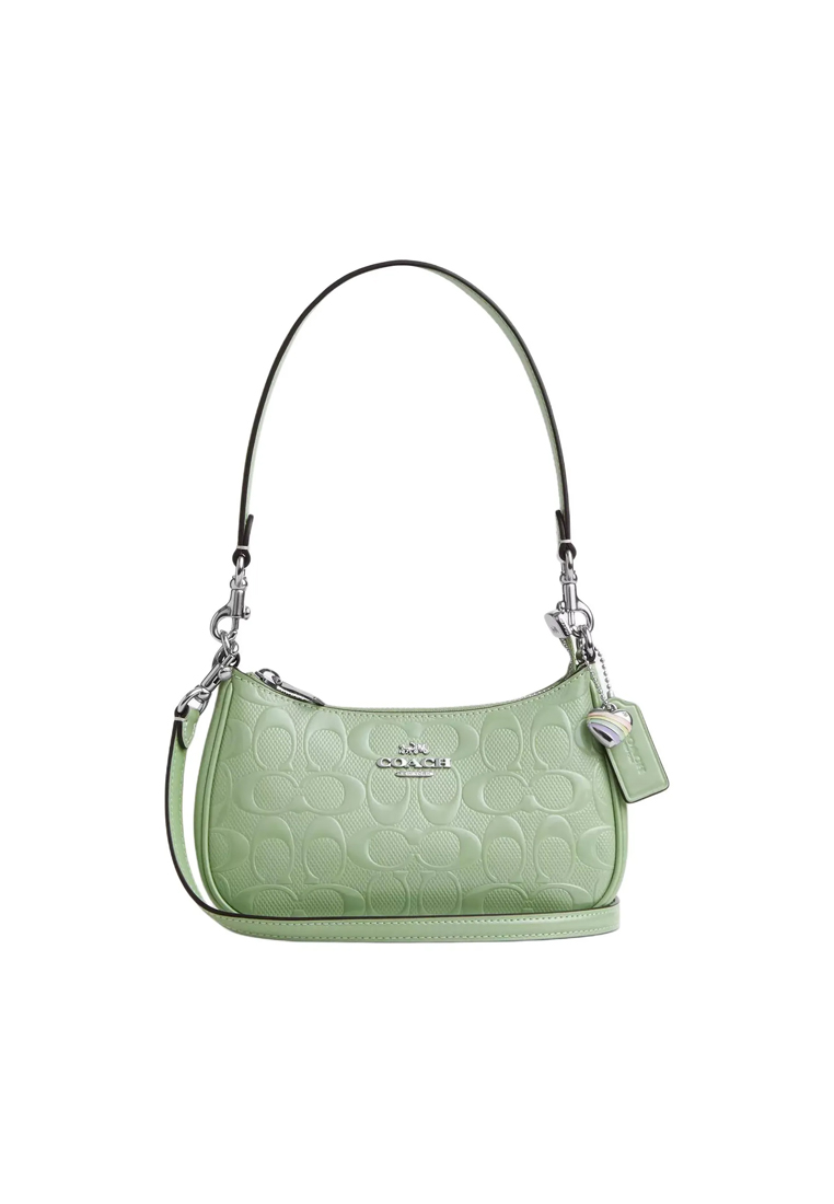 COACH Teri 20 Women's Shoulder Bag Silver Splice Light in Green CCZ29