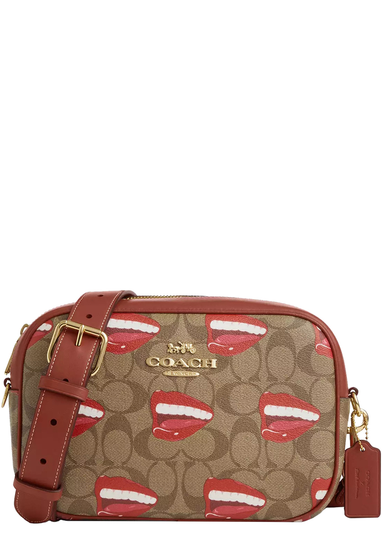 COACH X Tom Wesselmann Jamie Camera Bag In Signature Canvas in Khaki/ Terracotta Multi CQ034