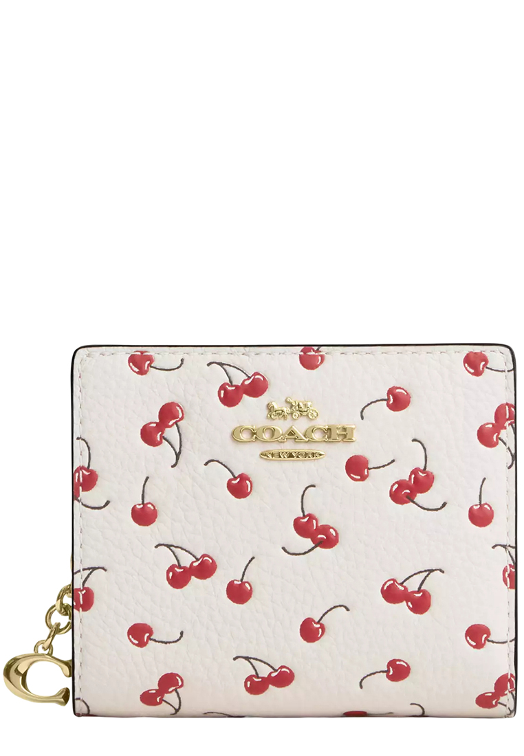 Coach Snap Wallet With Cherry Print - Chalk Multi CFA25
