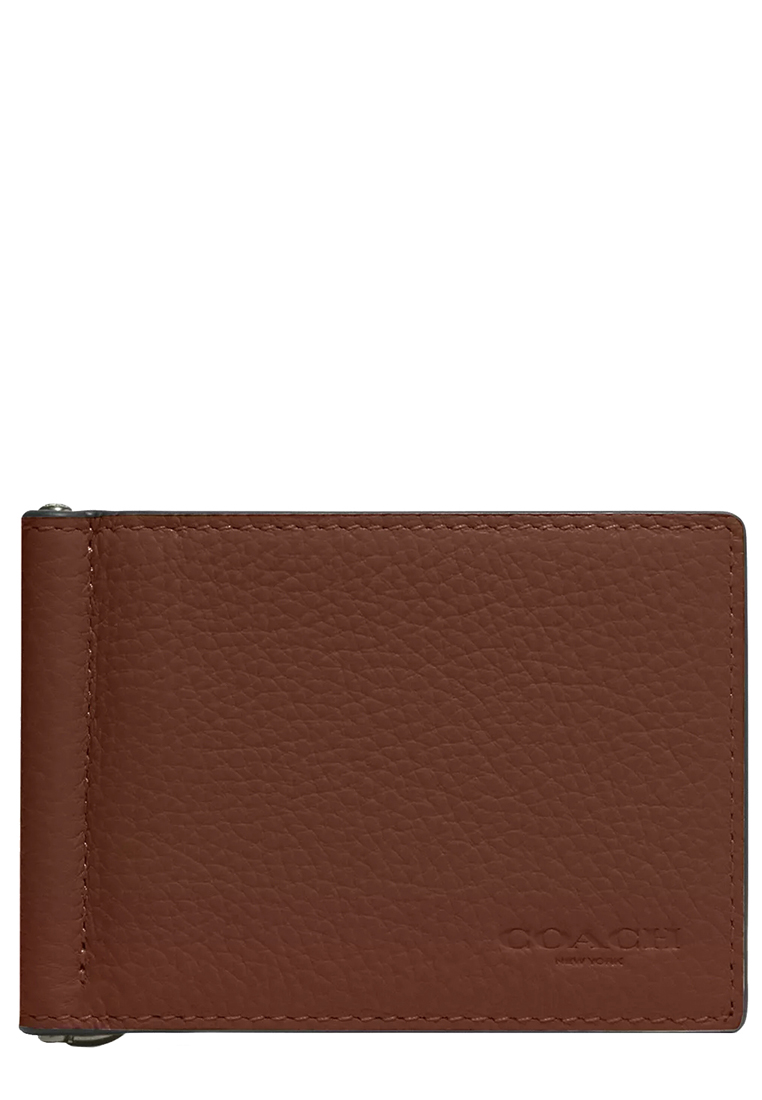 COACH Slim Money Clip Billfold Wallet in Saddle CH090