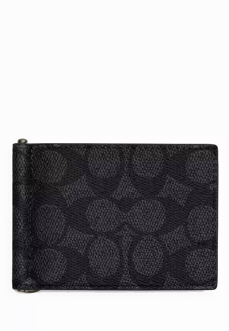 COACH Slim Money Clip Billfold Wallet In Signature Canvas