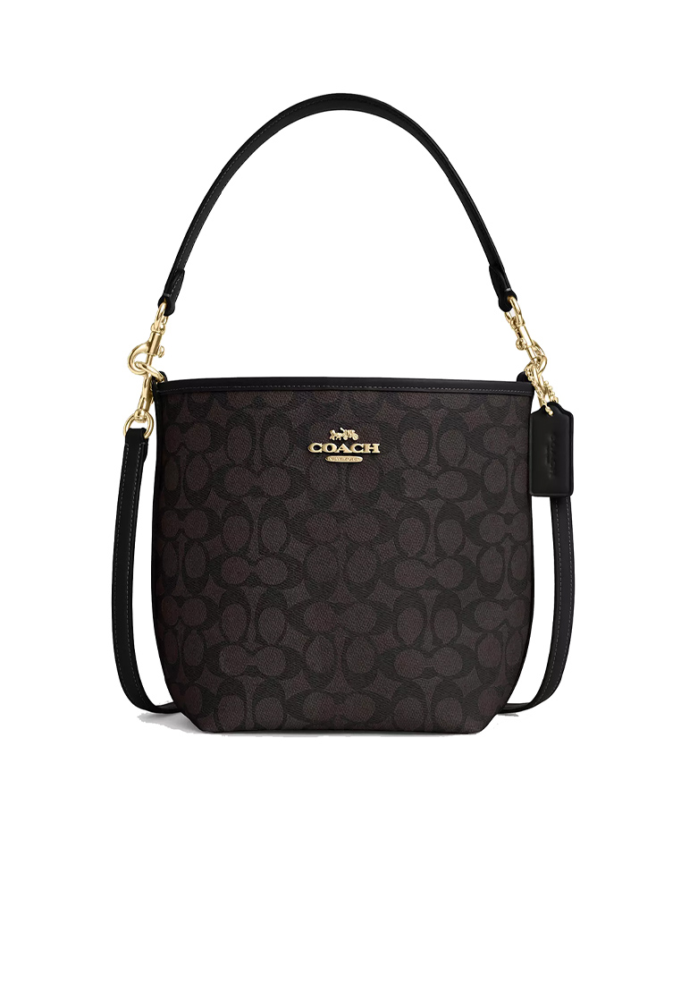 COACH City Bucket Bag In Signature Canvas Walnut/Black CT800