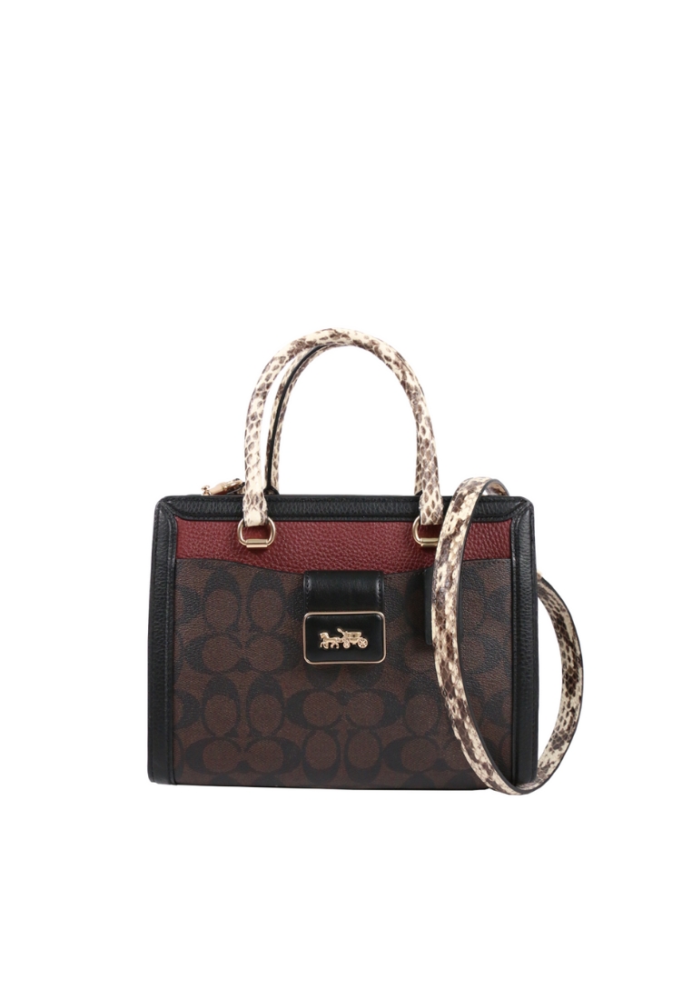 COACH Coach Grace Carryall CD701 With Signature Canvas In Brown Black Multi
