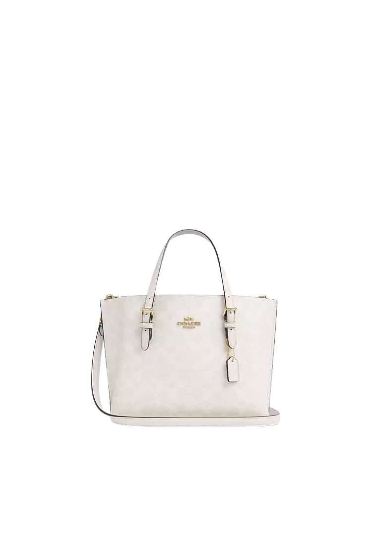 COACH Coach Mollie 25 Tote Bag in Signature Canvas In White Chalk CV965