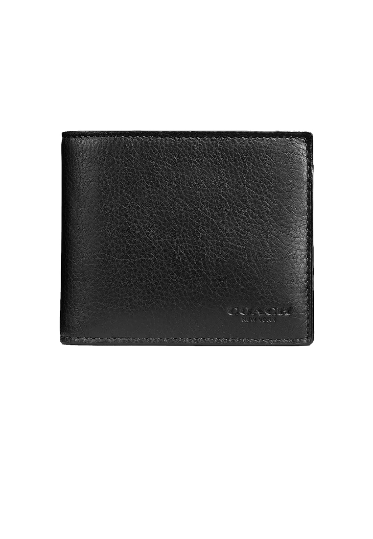 Coach Men's 3 In 1 Wallet In Smooth Calf Leather Black CR911