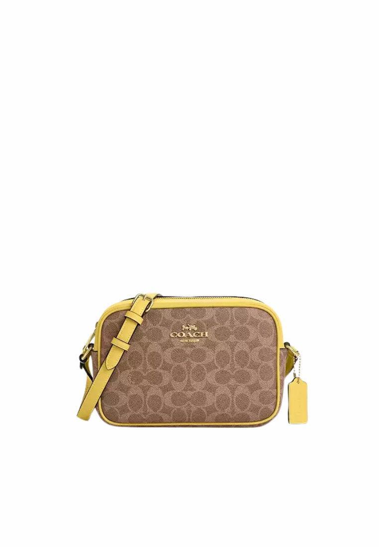 COACH Coach Jamie Camera Bag Signature Canvas In Tan Yellow CZ186