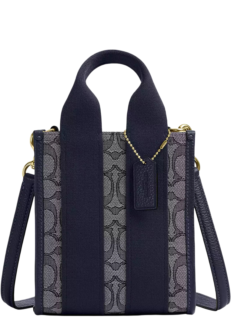 COACH Smith Mini Tote Bag In Signature Jacquard - Navy/ Midnight Navy CCL75