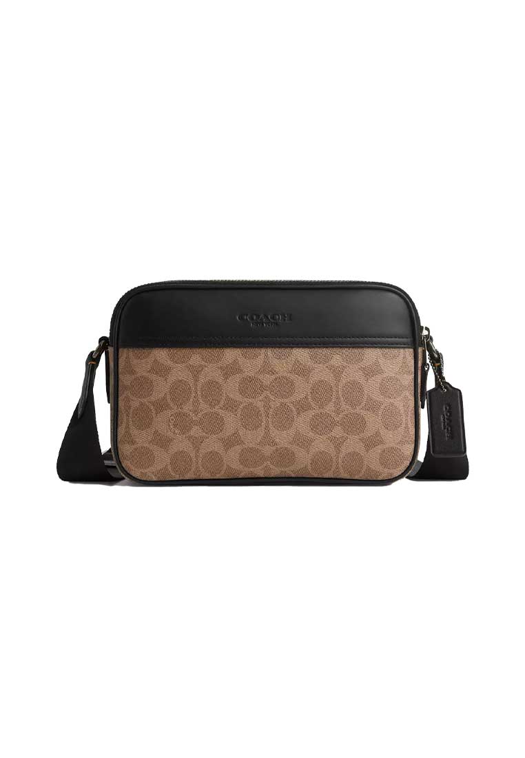 COACH Graham Crossbody Bag In Signature Canvas Tan/Black CV921