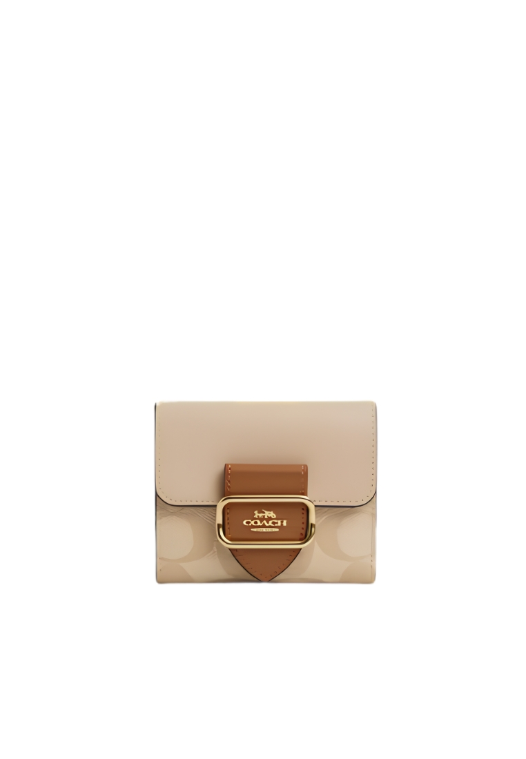 COACH Coach Morgan Wallet Blocked Signature Canvas In Light Khaki Multi CT616