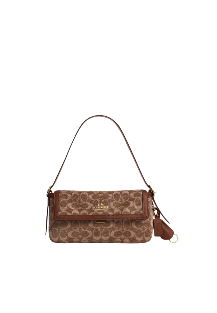 COACH Coach Etta Small Flap Shoulder Bag In Signature Chenille In Vintage Brown CCV65