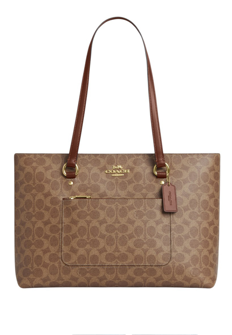 COACH Station Tote Bag In Signature Canvas - Tan/Brown