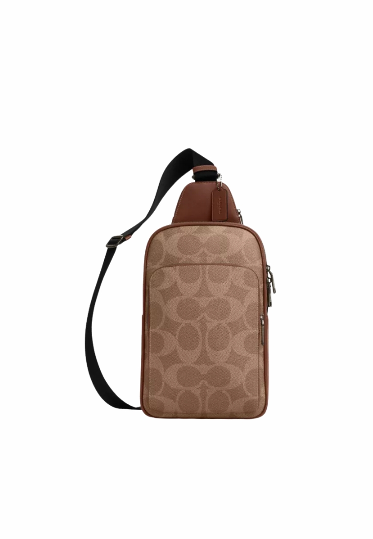 COACH Coach Ethan Pack In Signature Canvas Sling Bag In Tan Vintage Brown CBI71
