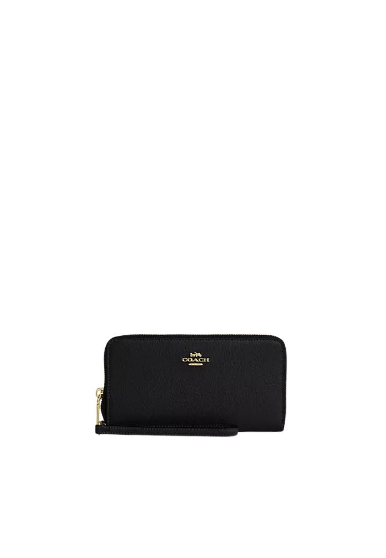 COACH Coach Long Zip Around Wallet With Detachable Card Case In Signature Canvas In Black Cbz98
