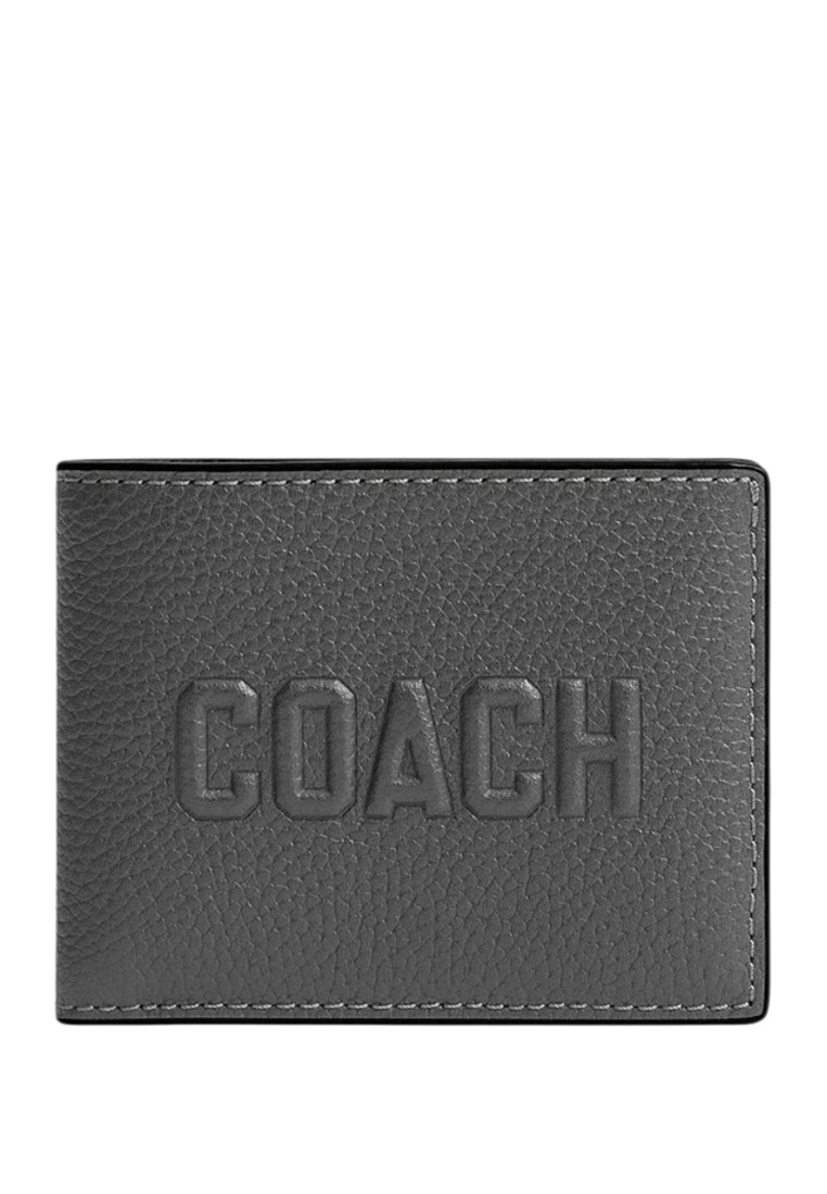 COACH Mens Slim Billfold Wallet With Coach Graphic - Charcoal