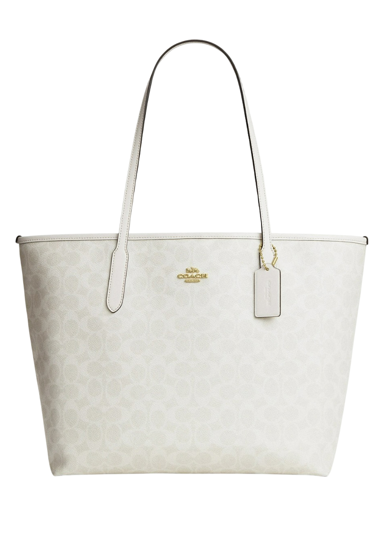 COACH City Tote Bag In Signature Canvas - White/Chalk