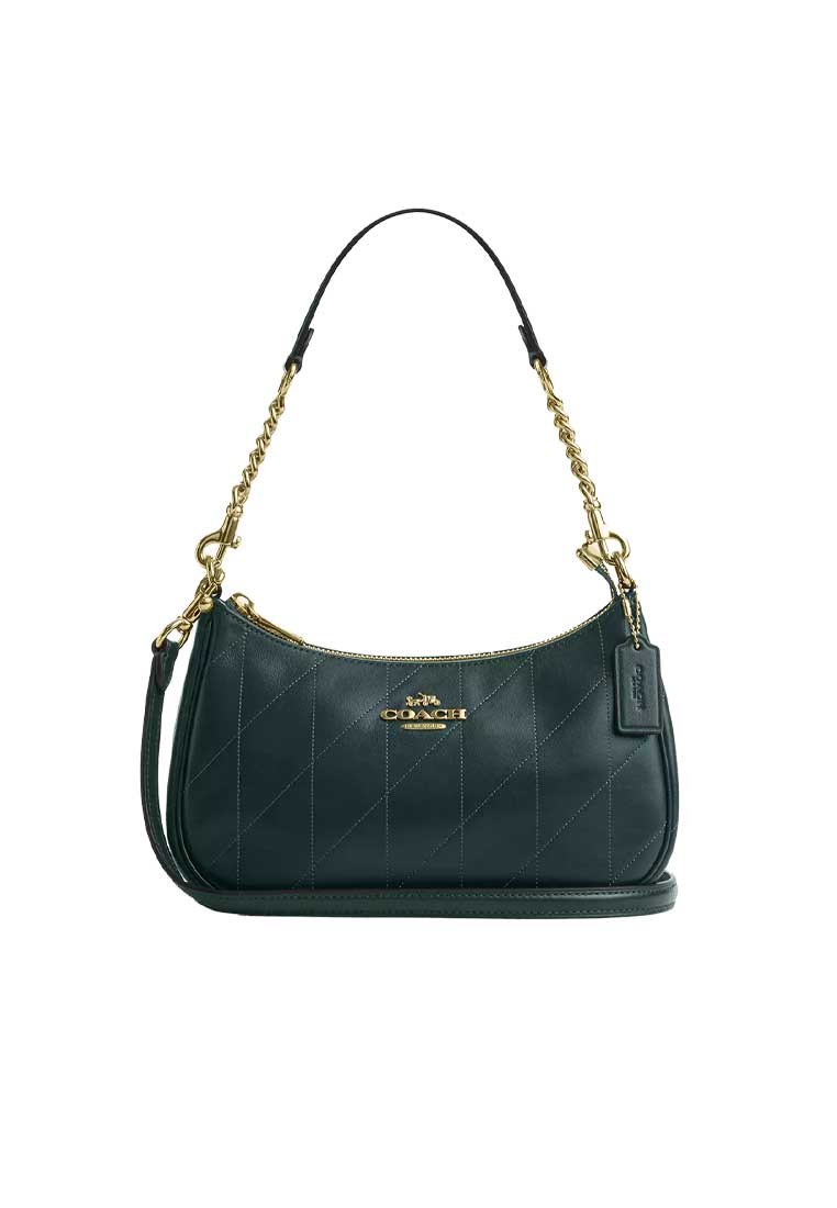 COACH Teri Shoulder Bag With Quilting Dark Teal CDP32