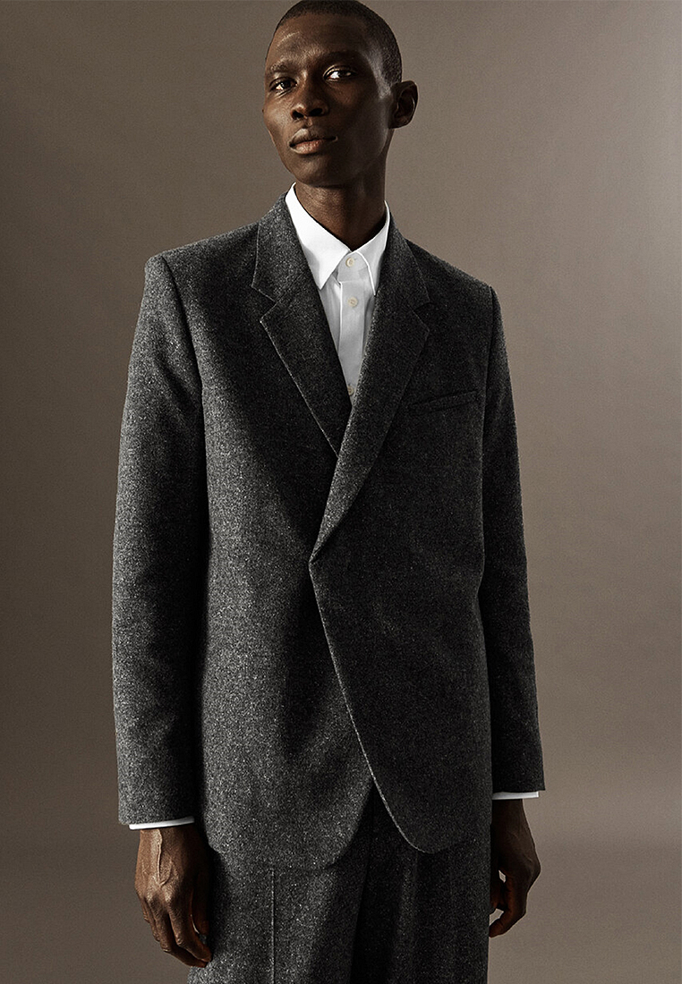 COS Asymmetric Brushed-Wool Blazer - Relaxed