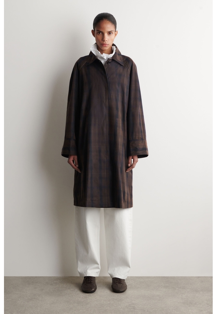COS CHECKED WAXED-COTTON CAR COAT