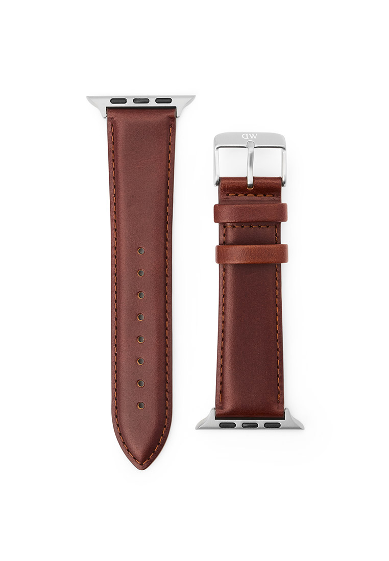 Daniel Wellington 22mm Smartwatch Strap - St Mawes Silver Leather Strap For Apple Watch Ultra 49mm