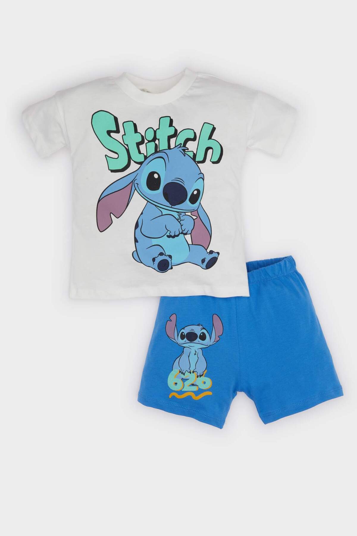 DeFacto Baby Boy Disney Lilo & Stitch 2-Piece Set Short Sleeve T-Shirt Elastic Waist Shorts E7145A52