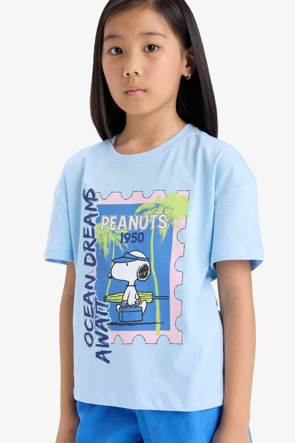 DeFacto Girl Snoopy Relax Fit Crew Neck Short Sleeve T-Shirt E8159A825Hs