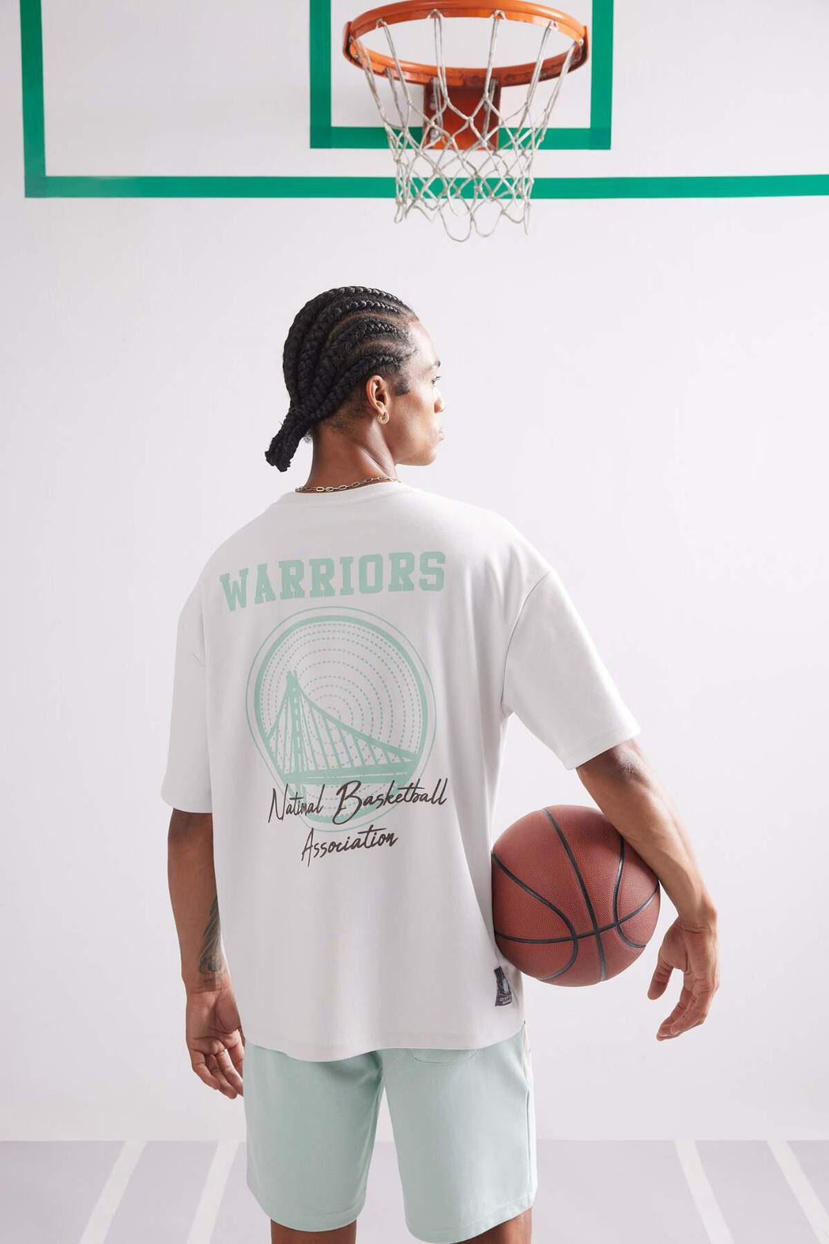 DeFacto Defactofit Nba Golden State Warriors - Crew Neck, Back Print, Wide Fit T-Shirt