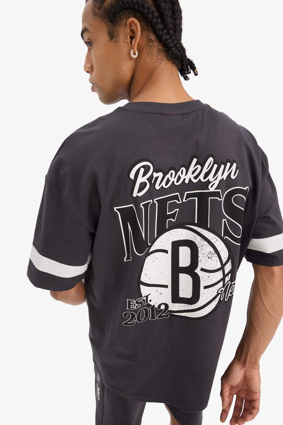 DeFacto Defactofit Nba Brooklyn Nets Oversize Wide Fit Ts T-Shirt