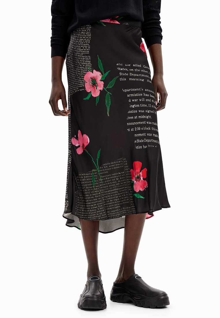 Desigual Desigual Woman Text slip midi skirt.