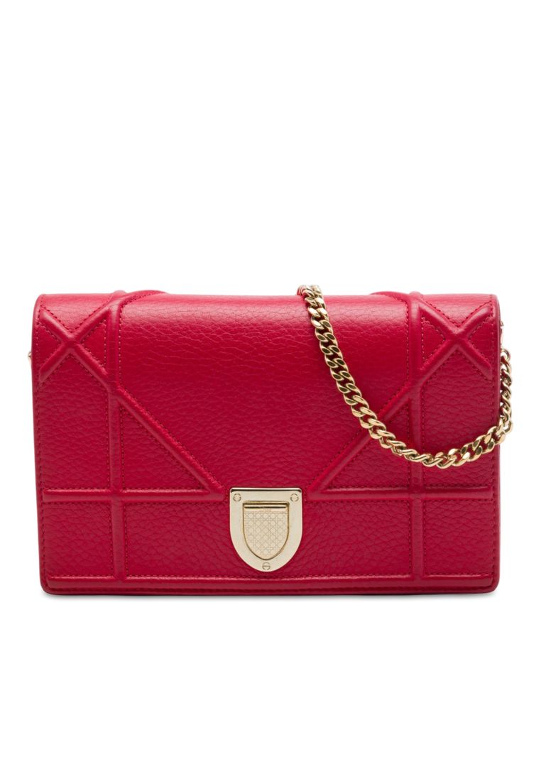Dior Pre-Loved Dior Grained Calfskin Diorama Wallet On Chain