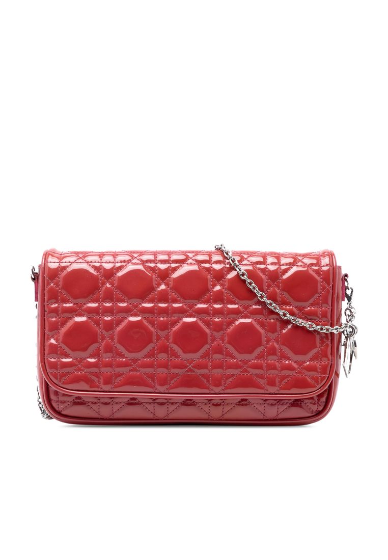 Dior Pre-Loved Dior Patent Cannage Lady Dior Wallet On Chain