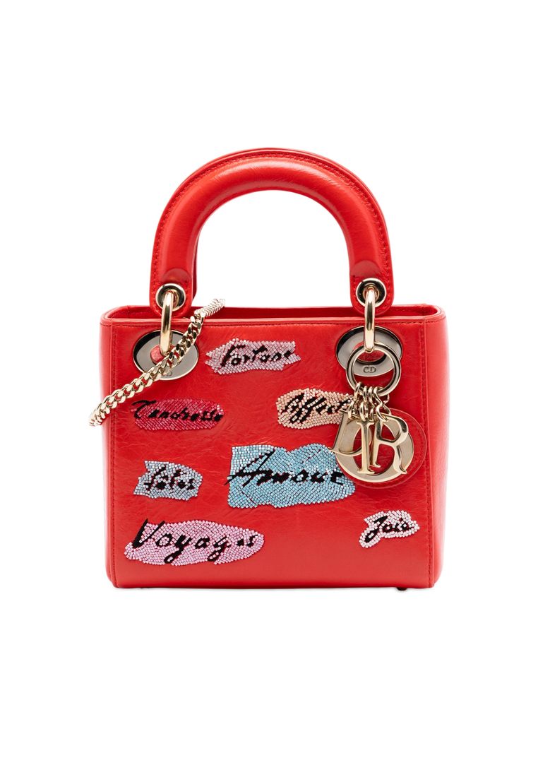 Dior Pre-Loved Dior Mini Calfskin Beaded Lady Dior