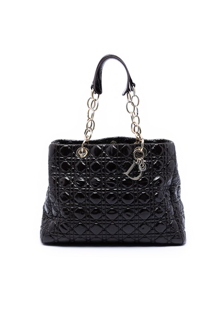 Dior Pre-Loved Dior Large Patent Cannage Lady Dior Soft Shopping Tote